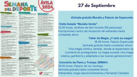 Actividades programadas hasta el 30 de septiembre en Ávila