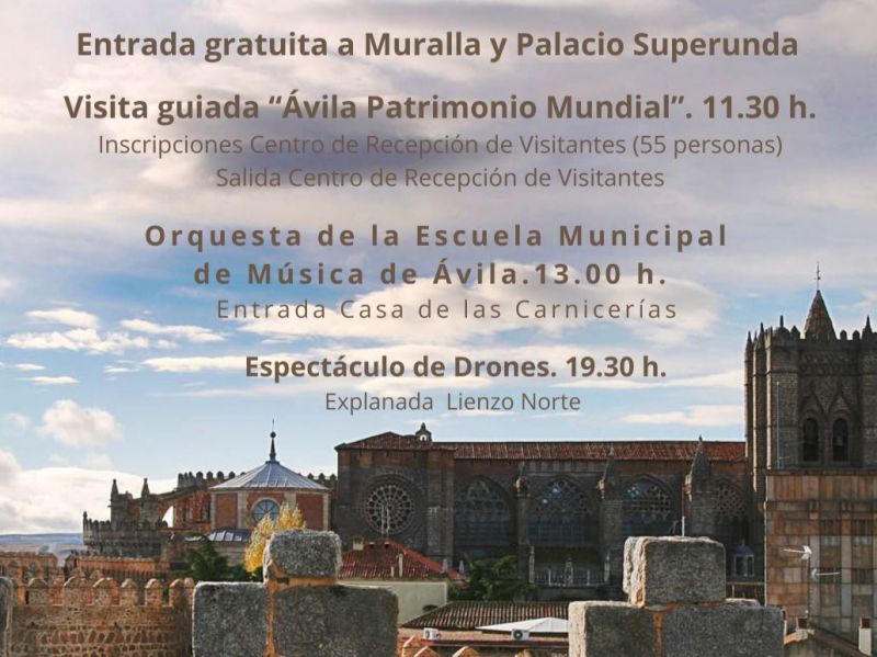 Día del Patrimonio Mundial en Ávila: jornada de puertas abiertas en la muralla, visita guiada, música y espectáculo de drones